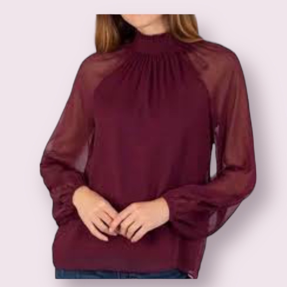 JOIE Womens Limited Edition Lined Long Sleeve Smocked Neckline Blouse Size XL